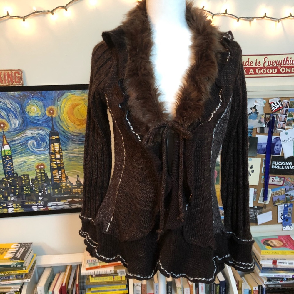 🌿 Sioni Faux-Fur Cardigan